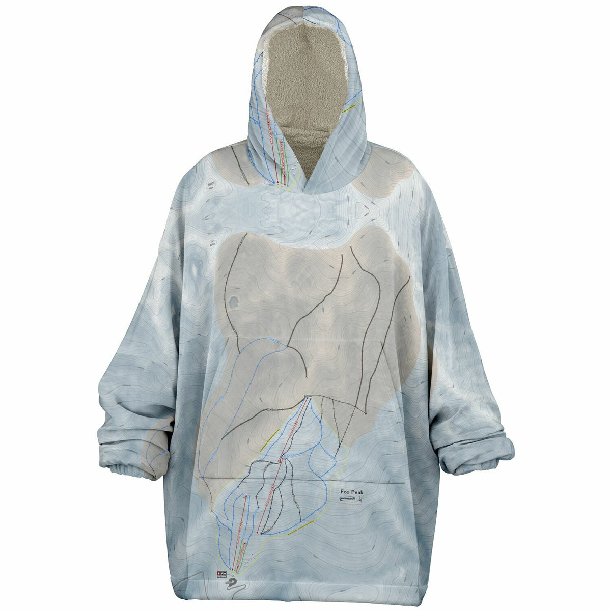 Fox Peak, New Zealand Ski Trail Map - Snug Hoodie