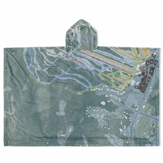 Cranmore Mountain, New Hampshire Ski Resort Map Flannel Blanket Poncho