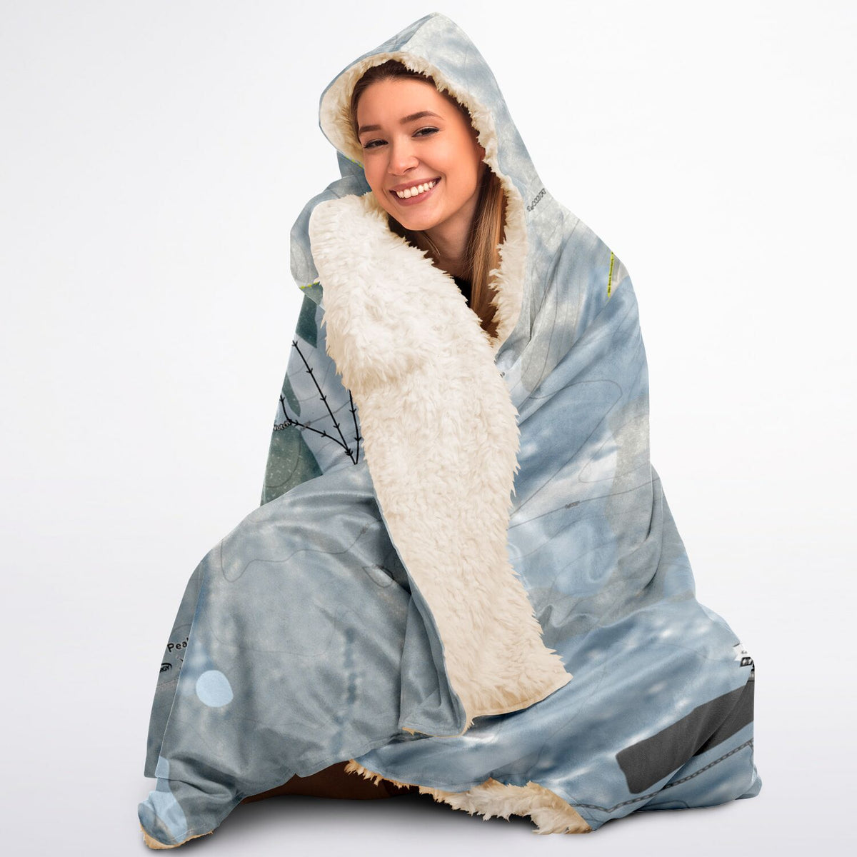 Caberfae Peaks, Michigan Ski Trail Map - Adult Hooded Blanket