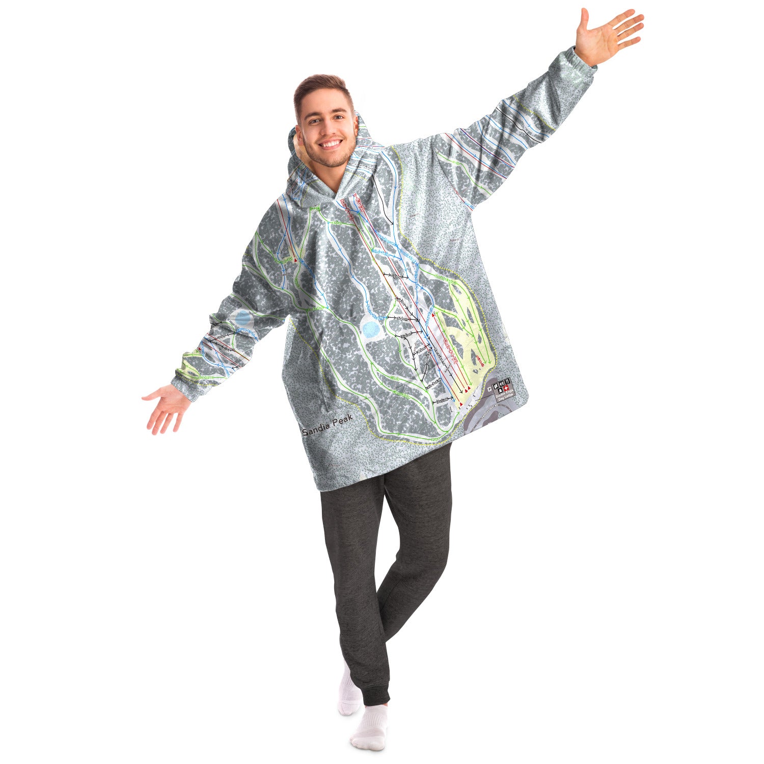 Sandia Peak, New Mexico Ski Trail Map - Snug Hoodie