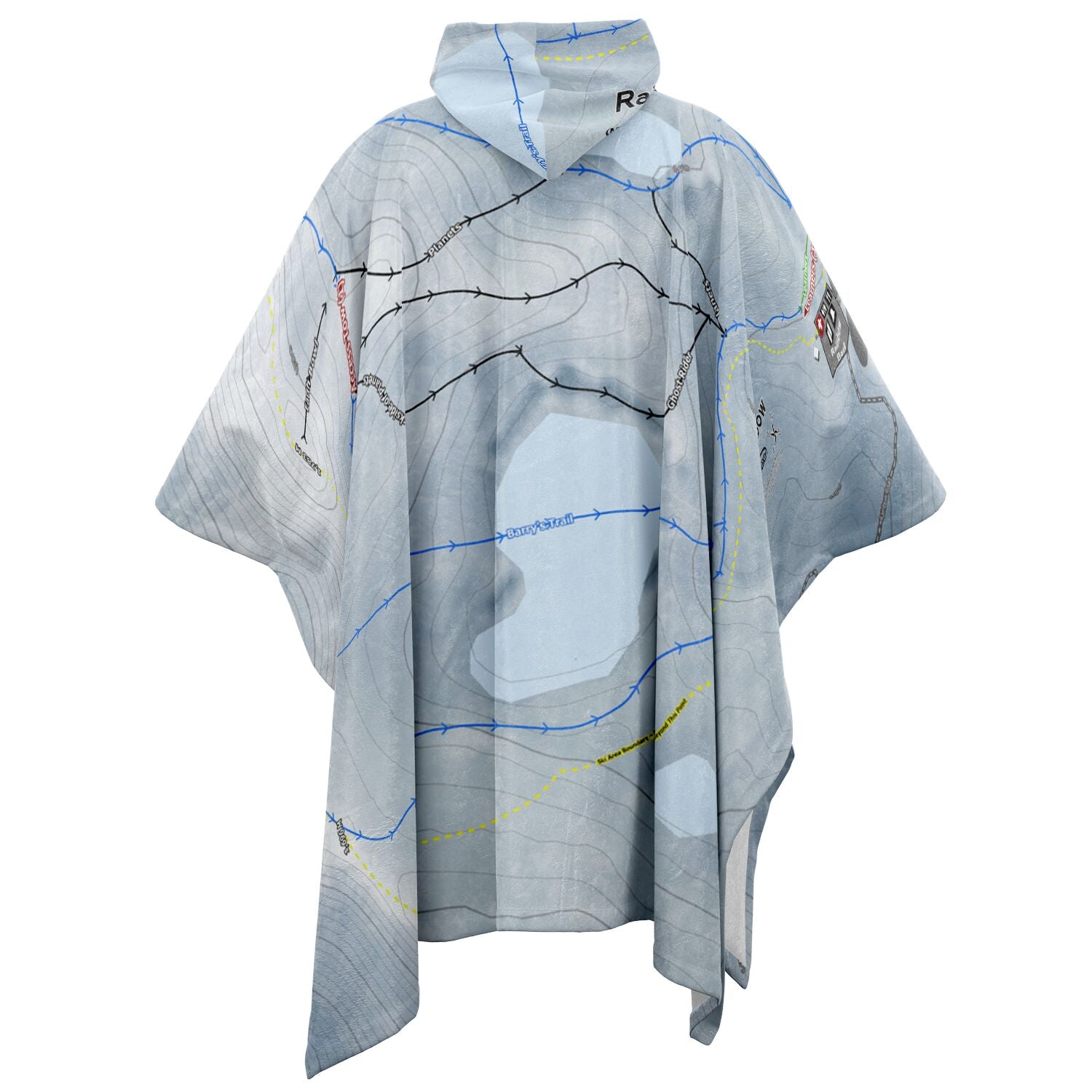 Rainbow, New Zealand Ski Resort Map Flannel Blanket Poncho - Powderaddicts