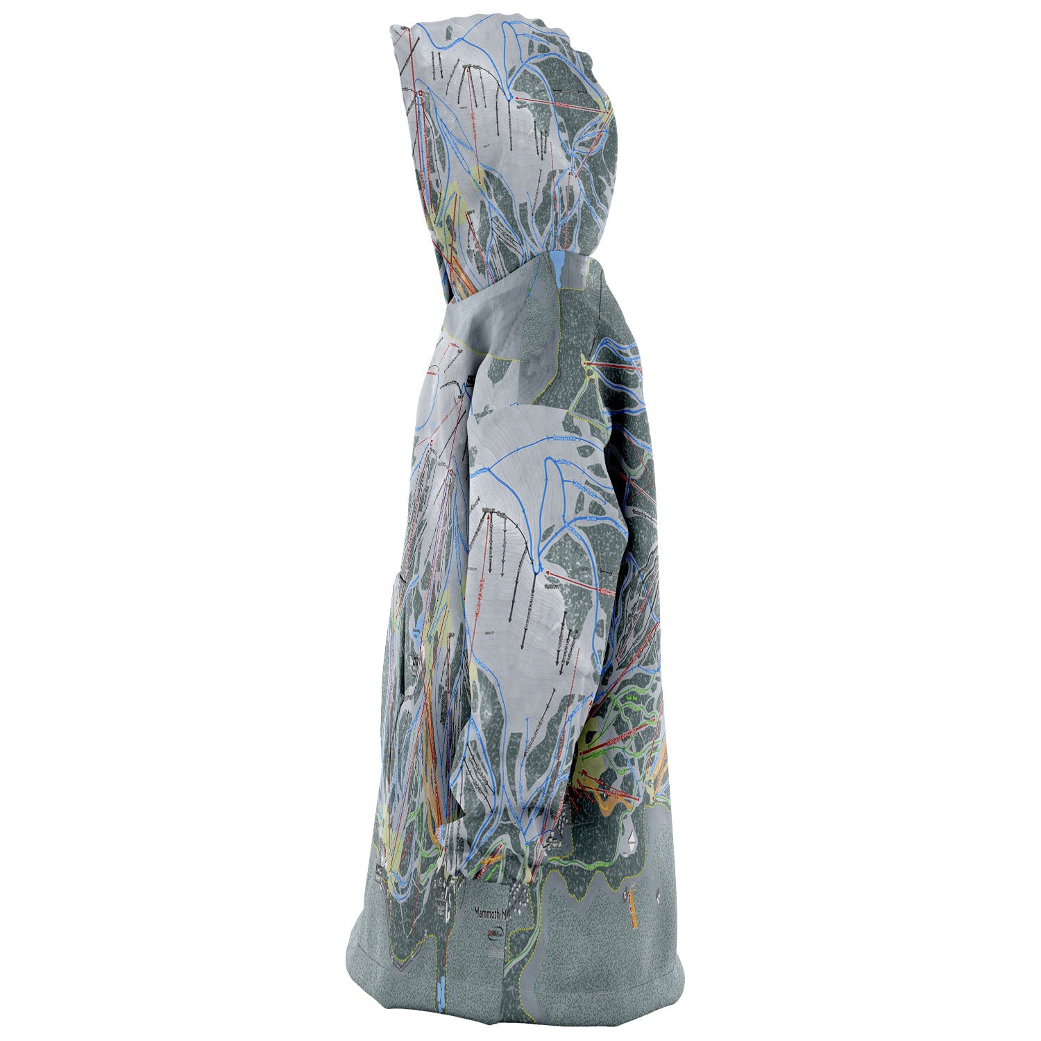 Mammoth Mtn, California Ski Trail Map - Snug Hoodie