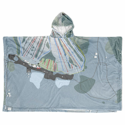 Nashoba Valley, Massachusetts Ski Resort Map Flannel Blanket Poncho