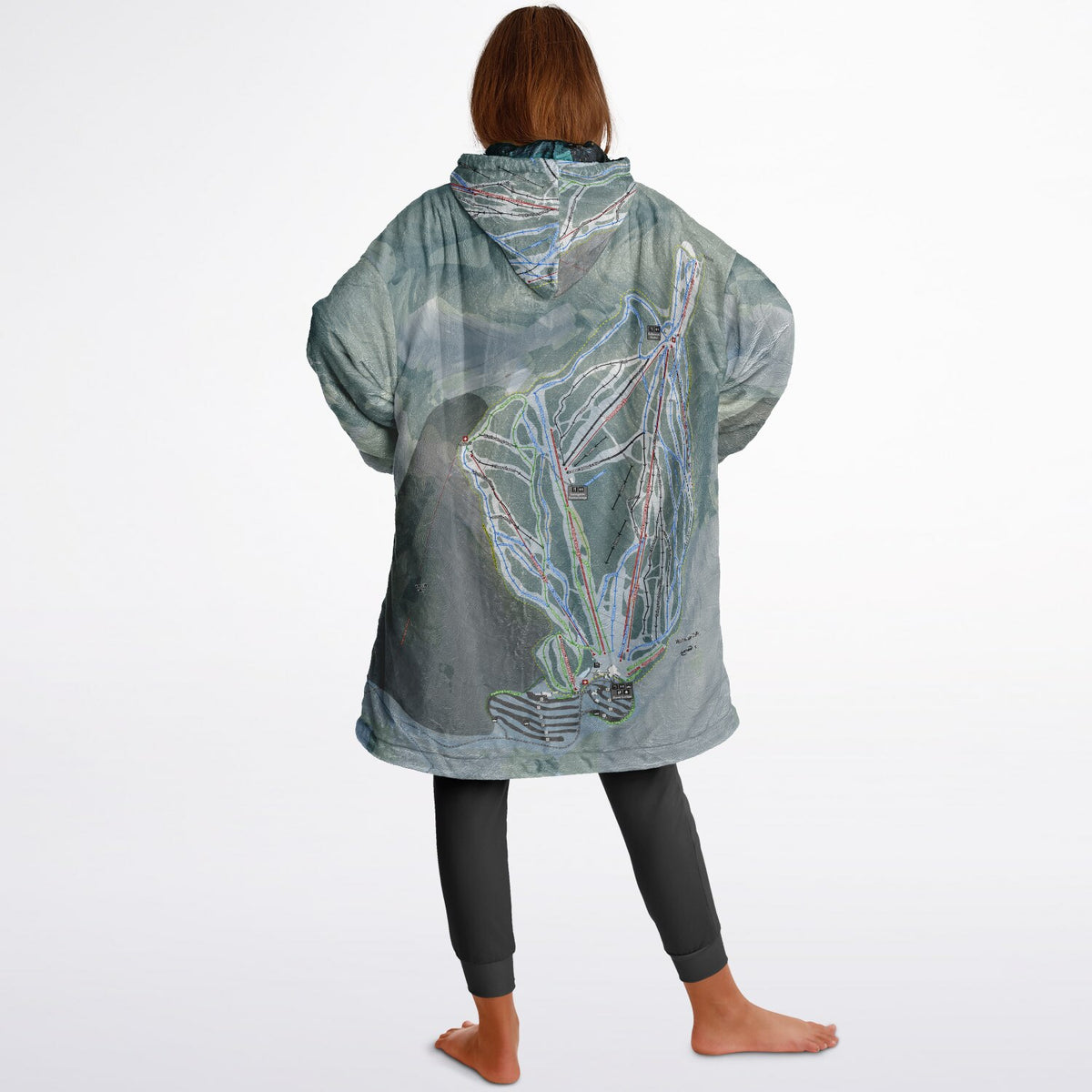 Waterville Valley, New Hampshire Ski Resort Map Reversible Snug Hoodie