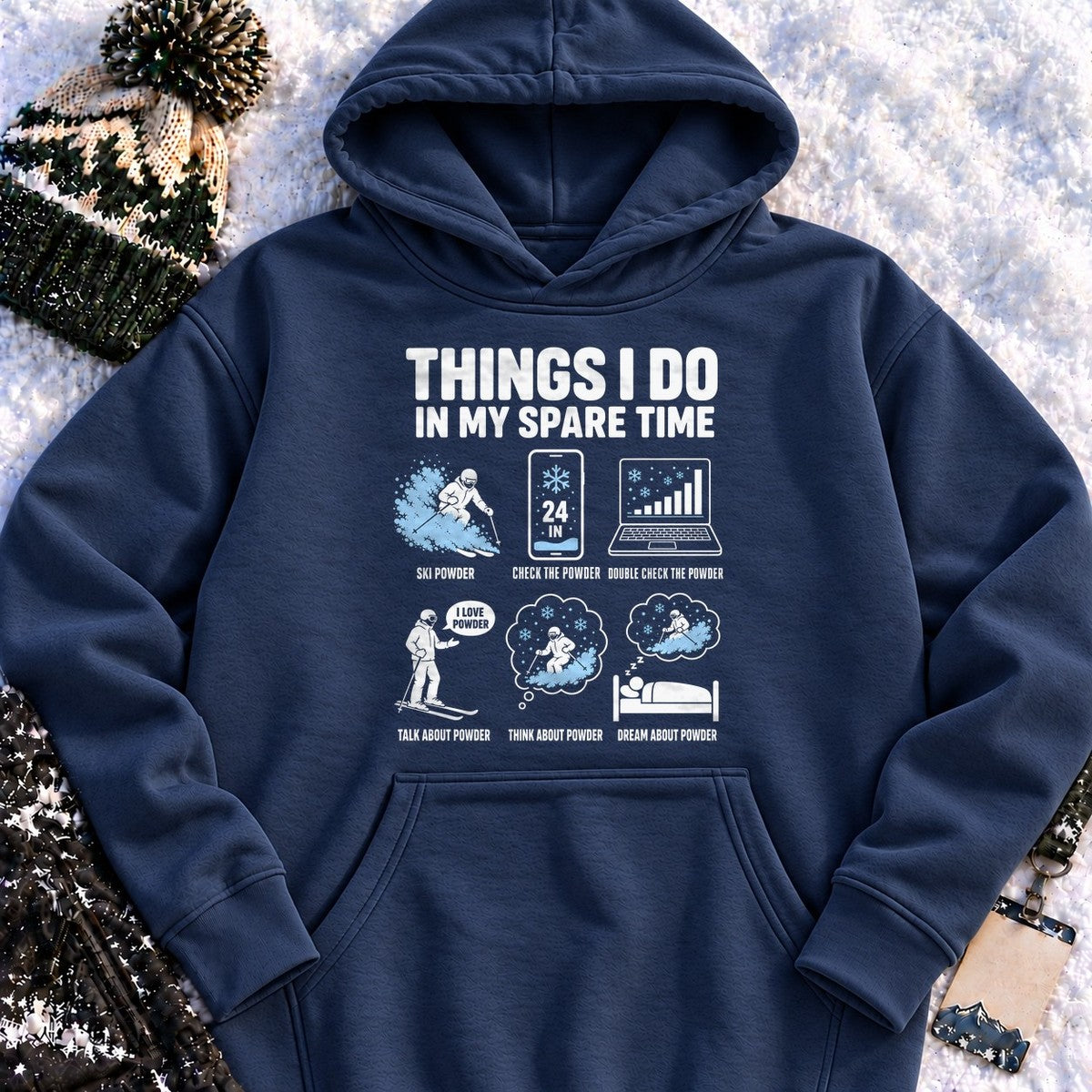 Spare Time Ski Powder - Hoodie (Navy Blazer)