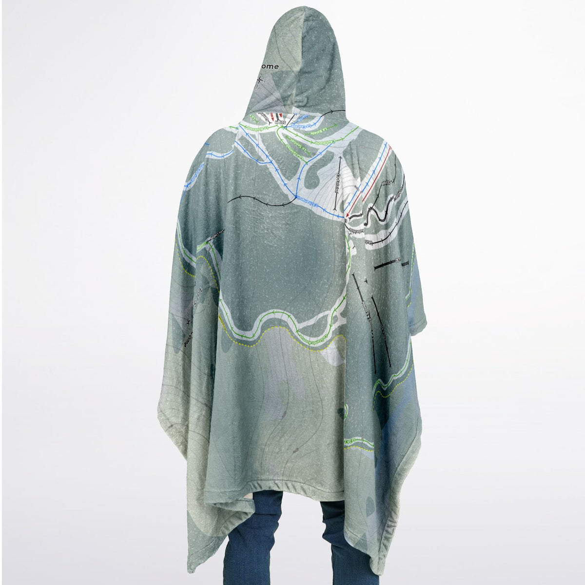 Val Saint-Come, Quebec Ski Resort Map Flannel Blanket Poncho