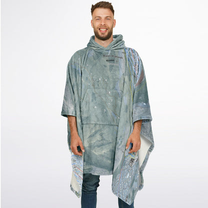 Aspen Highlands, Colorado Ski Resort Map Flannel Blanket Poncho