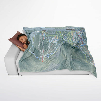 Attitash Mountain, New Hampshire Ski Resort Map Flannel Blanket Poncho