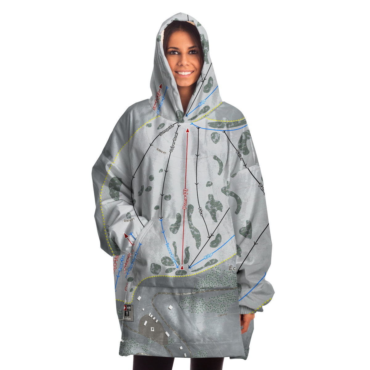 Echo Valley, Washington Ski Trail Map - Snug Hoodie - Powderaddicts