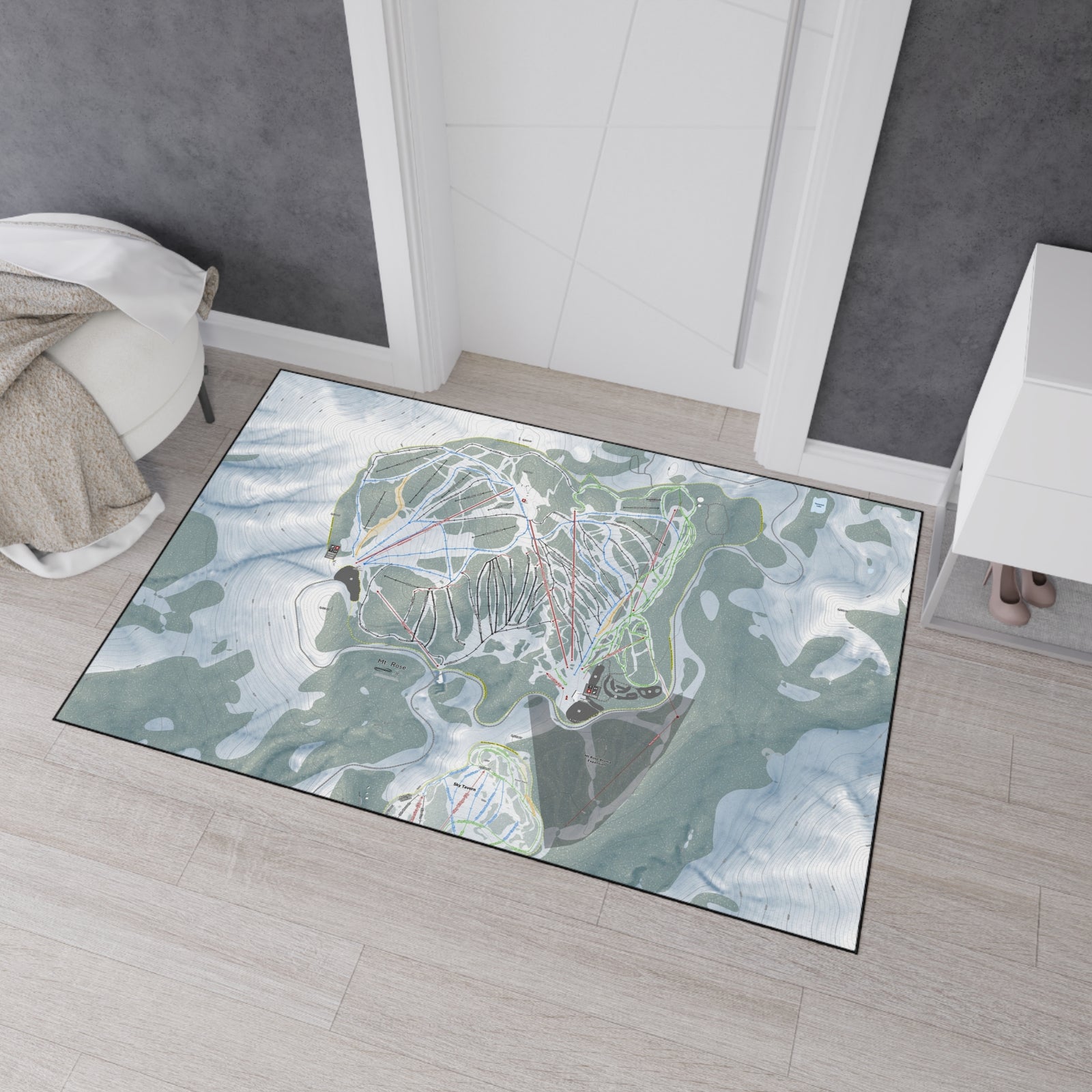 Mt Rose, Nevada Ski Resort Map Heavy Duty Floor Mat