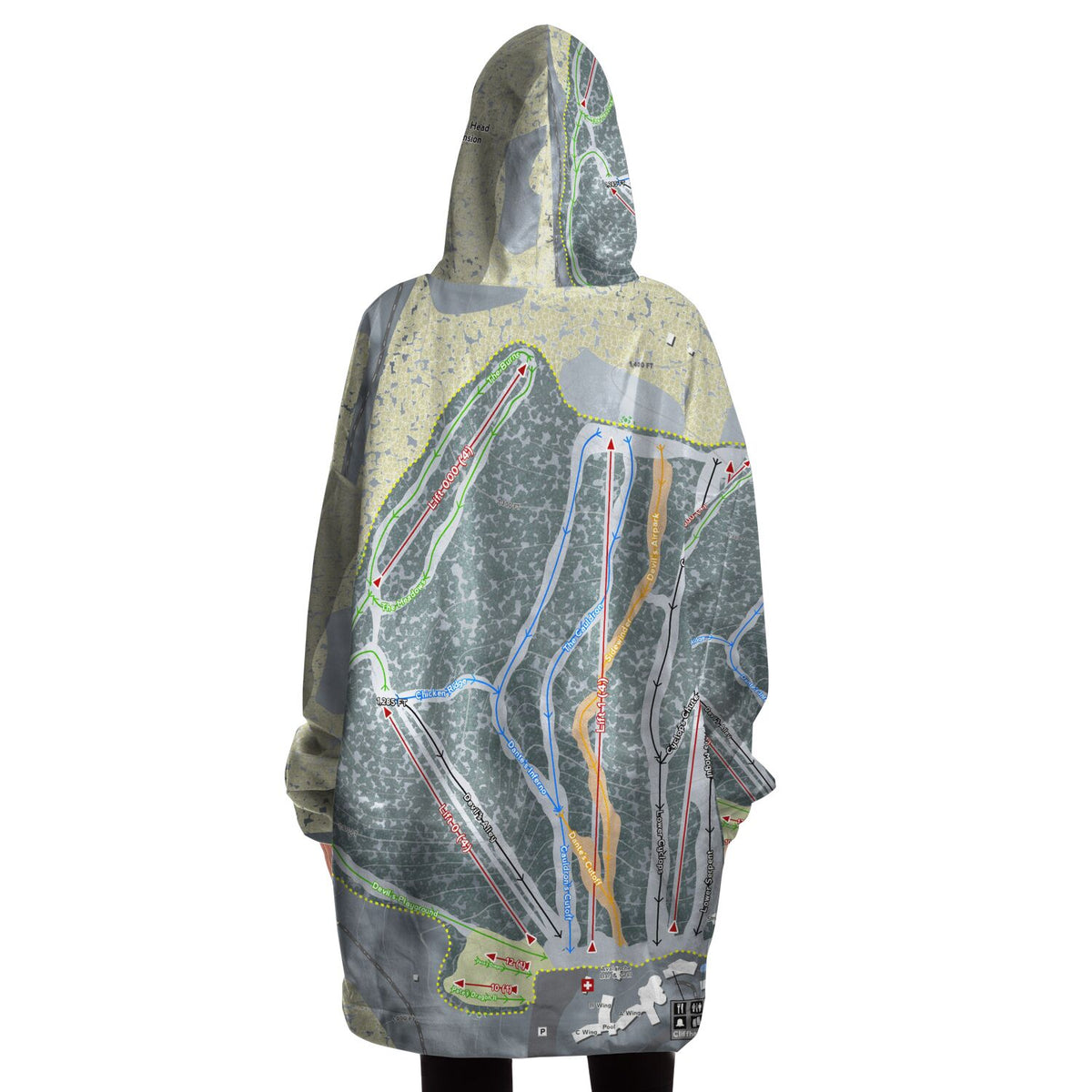 Devil&#39;s Head, Wisconsin Ski Trail Map - Snug Hoodie