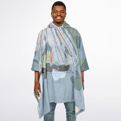 Nashoba Valley, Massachusetts Ski Resort Map Flannel Blanket Poncho
