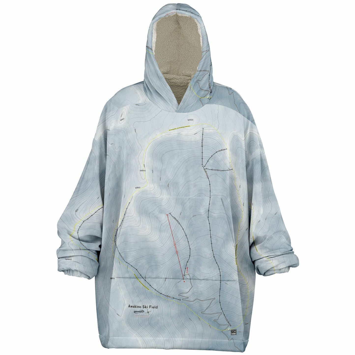 Awakino Ski Field, New Zealand Ski Trail Map - Snug Hoodie - Powderaddicts
