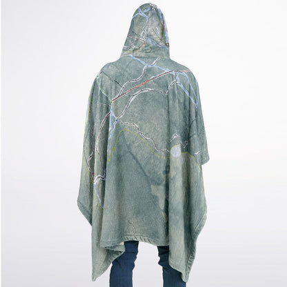 Mad River Glen, Vermont Ski Resort Map Flannel Blanket Poncho