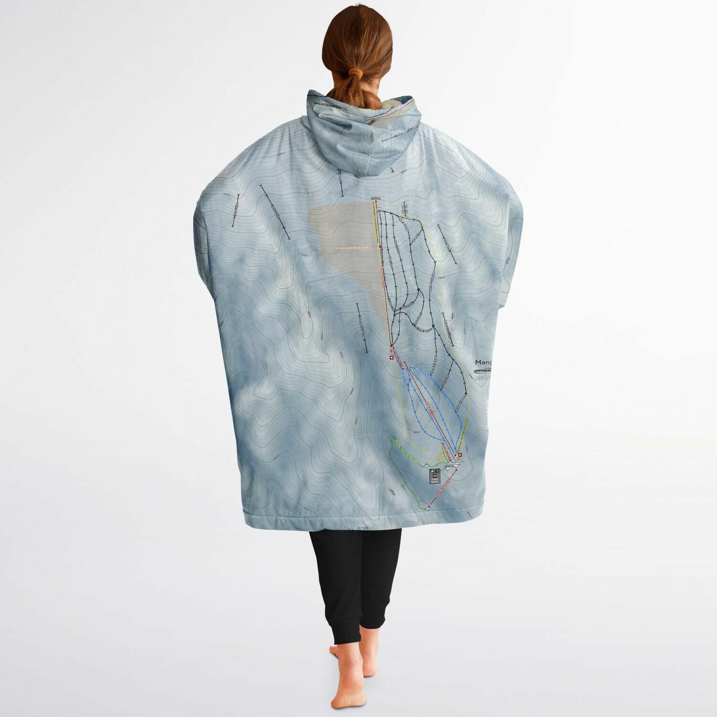 Manganui, New Zealand Ski Trail Map - Snug Hoodie - Powderaddicts