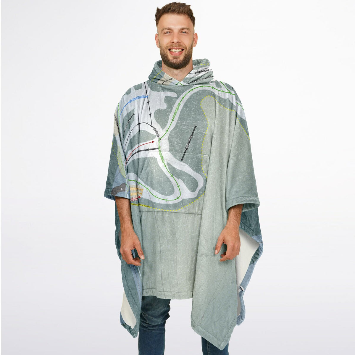 Mont Chalco, Quebec Ski Resort Map Flannel Blanket Poncho