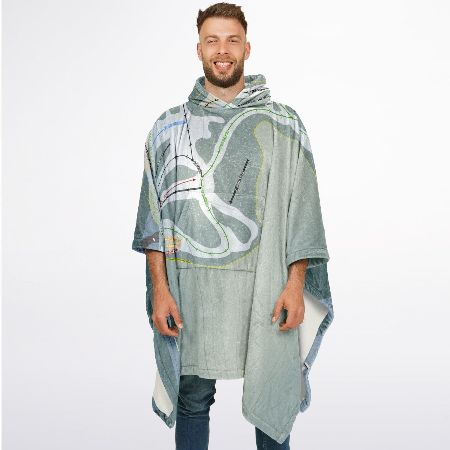 Mont Chalco, Quebec Ski Resort Map Flannel Blanket Poncho