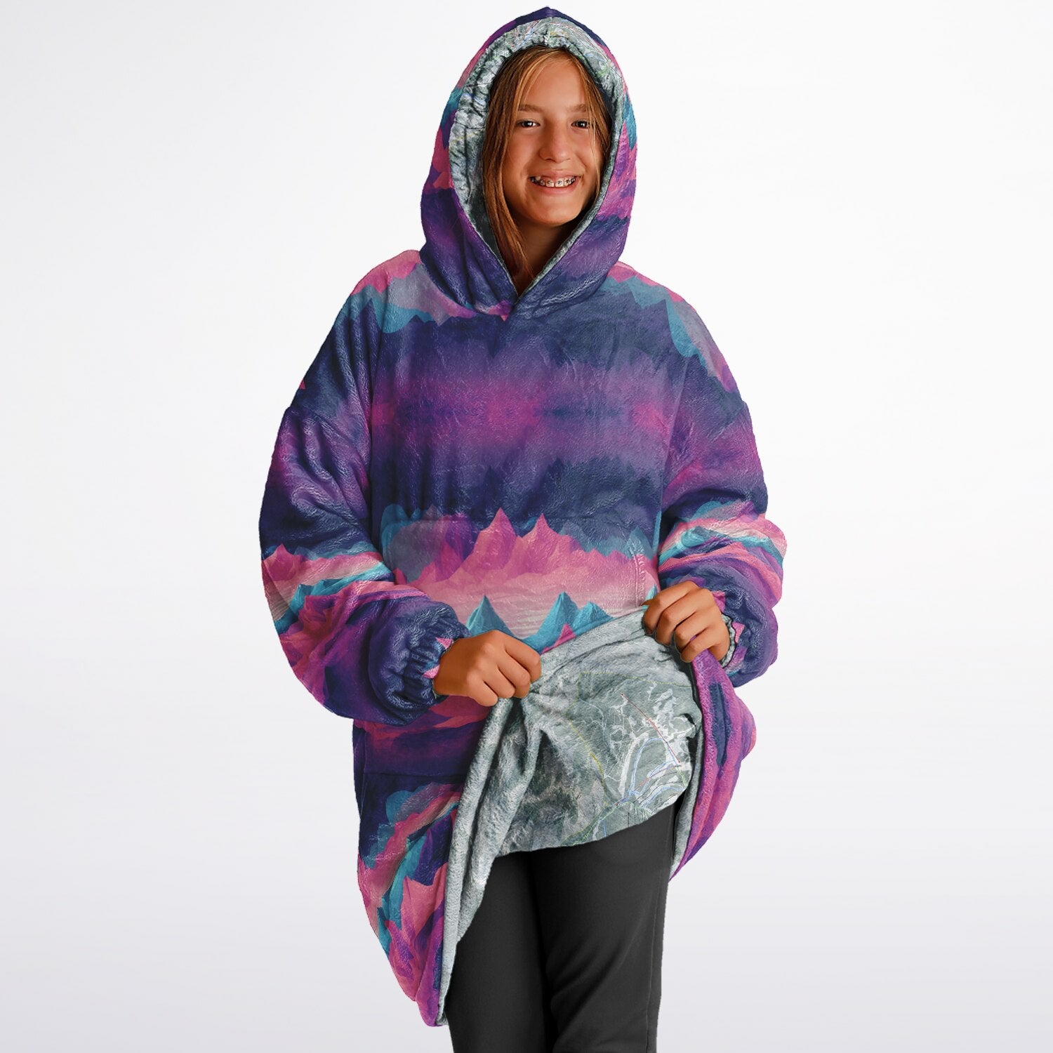 Powder Mountain, Utah Ski Resort Map Youth Reversible Snug Hoodie