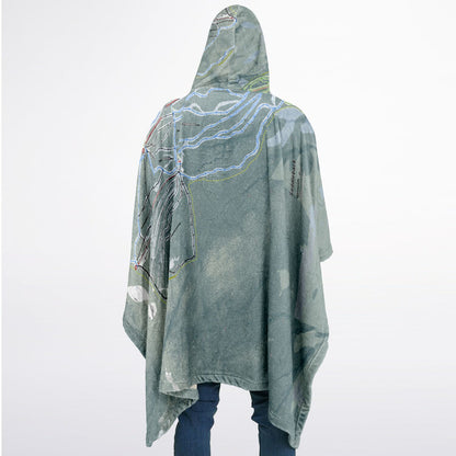 Saddleback Mountain, Maine Ski Resort Map Flannel Blanket Poncho