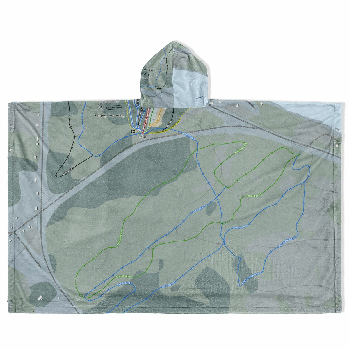 Baie des Sables, Quebec Ski Resort Map Flannel Blanket Poncho