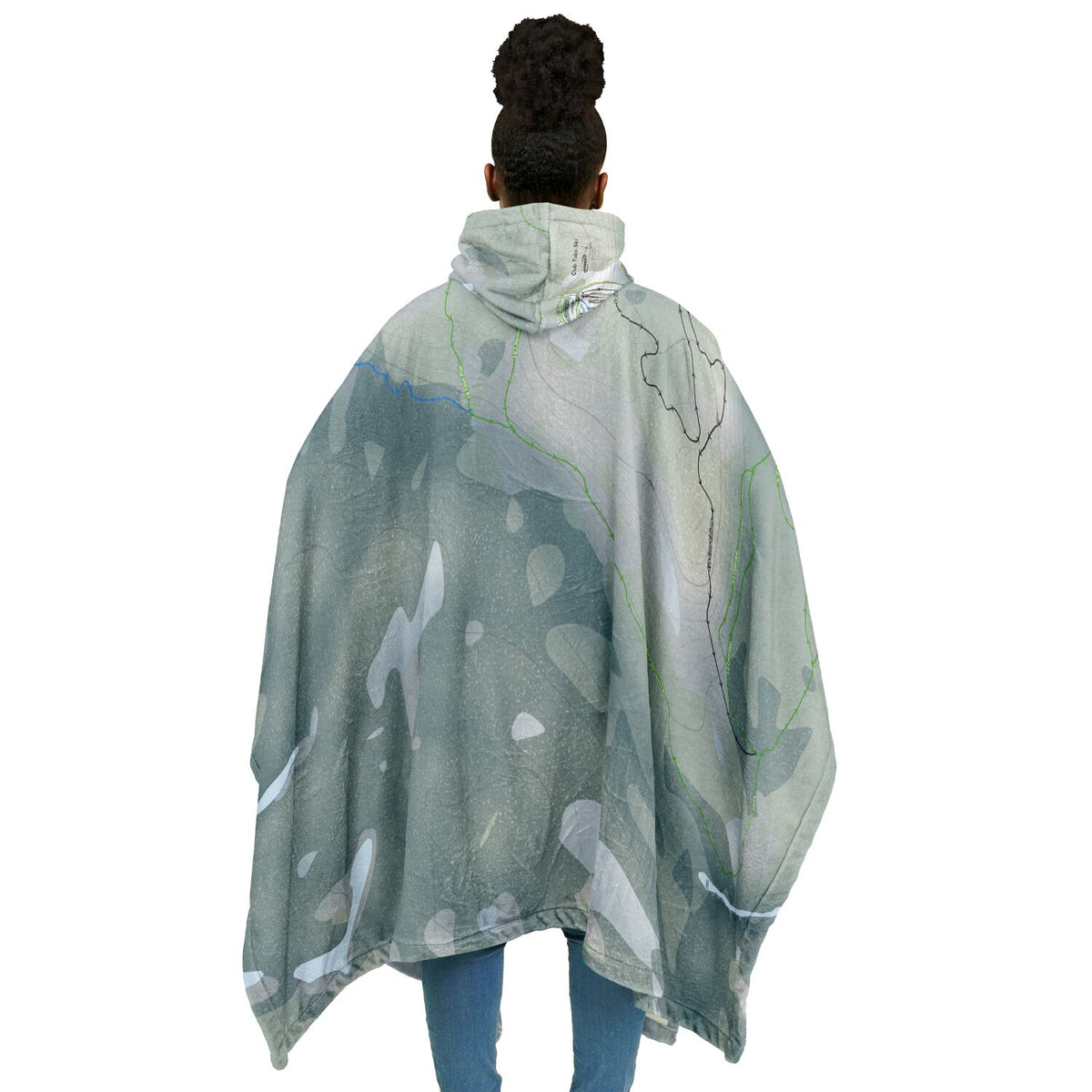 Club Tobo-Ski, Quebec Ski Resort Map Flannel Blanket Poncho