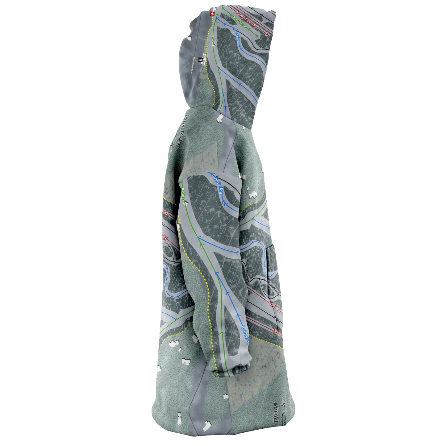 Otis Ridge, Massachusetts Ski Trail Map Snug Hoodie