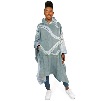 Loup Loup, Washington Ski Resort Map Flannel Blanket Poncho