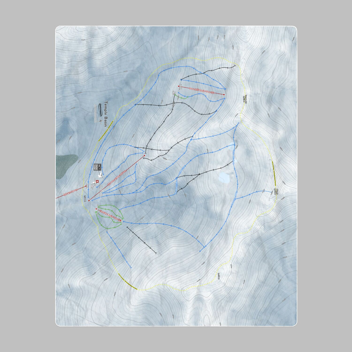 Temple Basin, New Zealand Ski Resort Map Printed Beach Towel