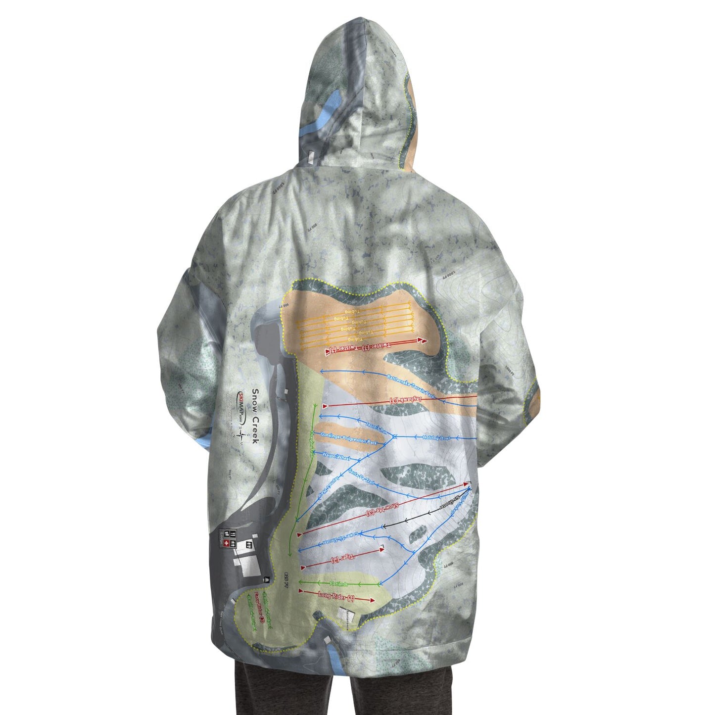 Snow Creek, Missouri Ski Trail Map Snug Hoodie - Powderaddicts