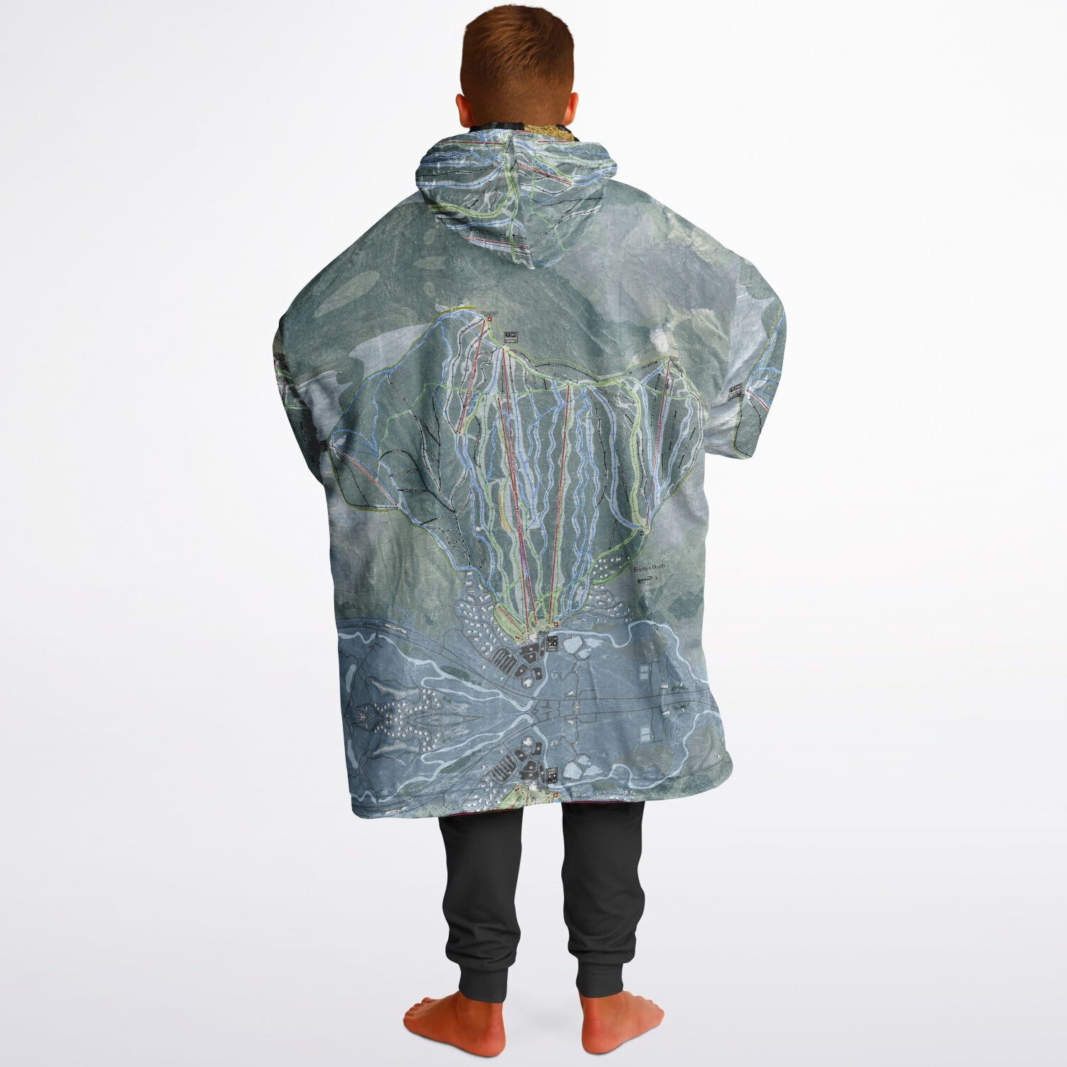 Bretton Woods, New Hampshire Ski Resort Map Reversible Snug Hoodie