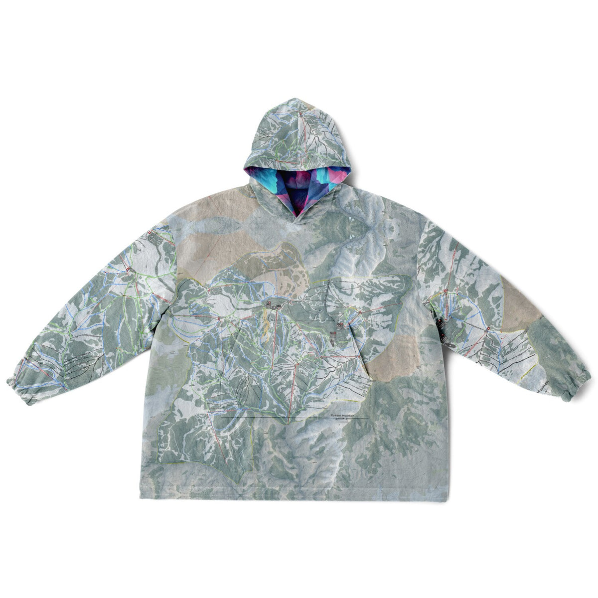 Powder Mountain, Utah Ski Resort Map Reversible Snug Hoodie