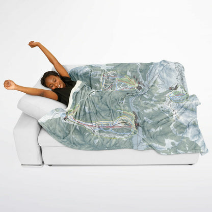 Mountain High, California Ski Resort Map Flannel Blanket Poncho