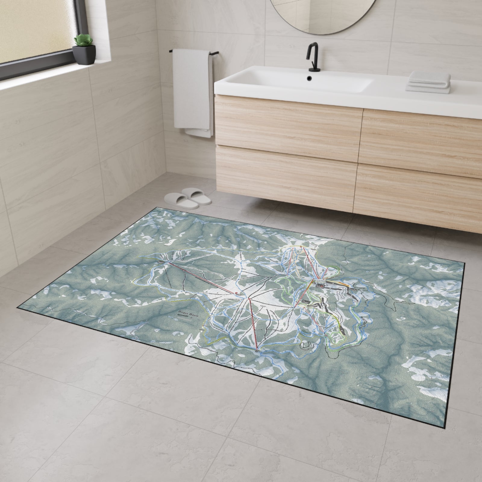 Bogus Basin, Idaho Ski Resort Map Heavy Duty Floor Mat