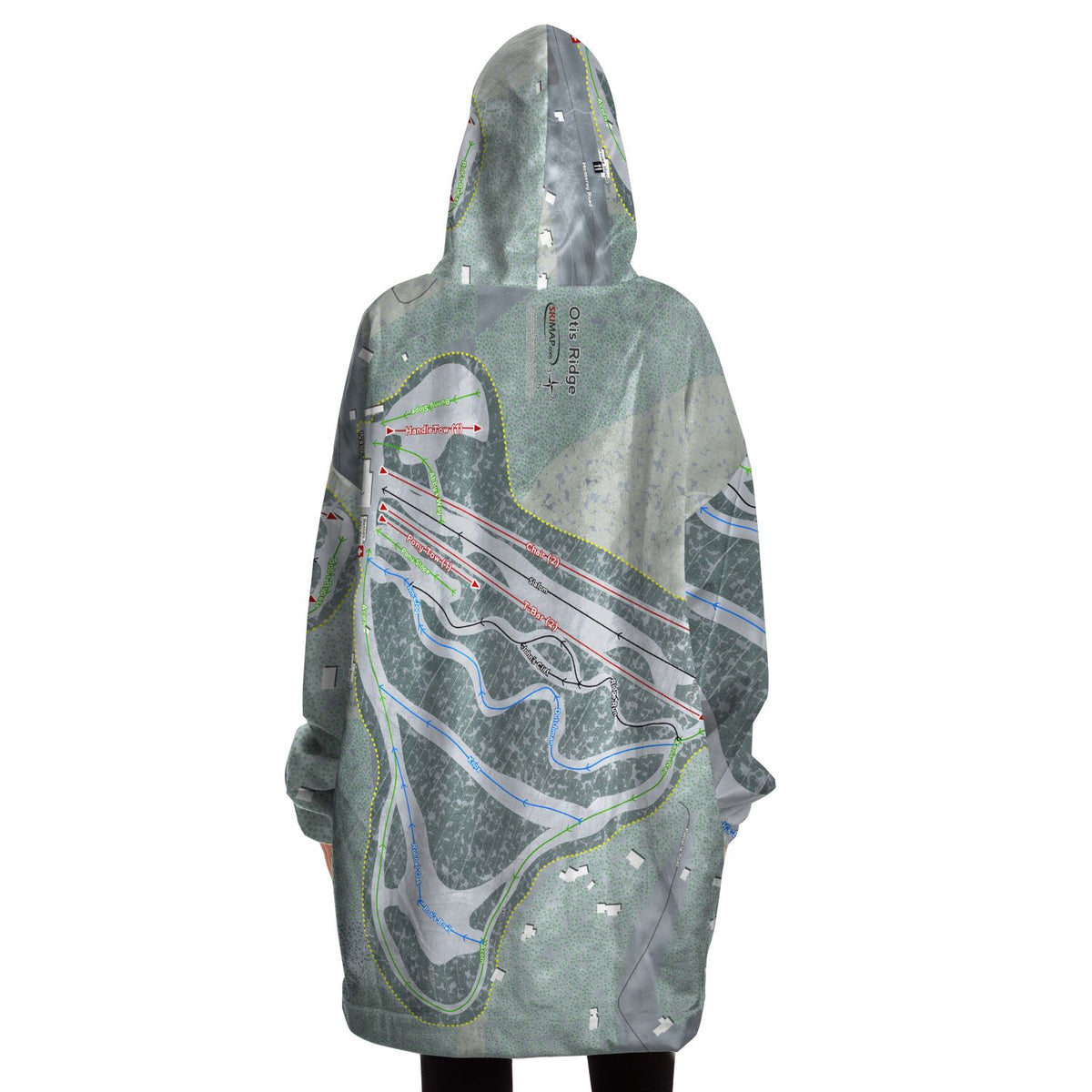 Otis Ridge, Massachusetts Ski Trail Map Snug Hoodie