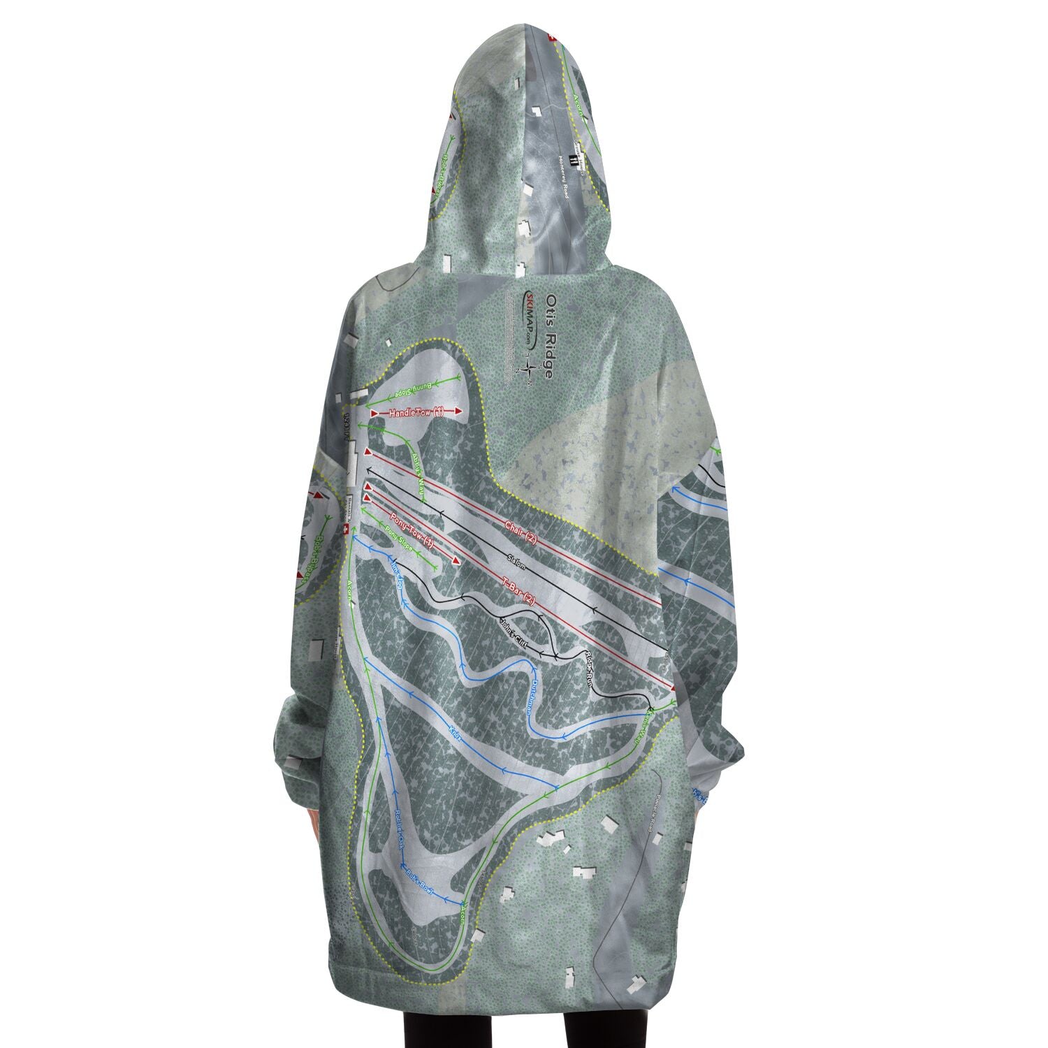 Otis Ridge, Massachusetts Ski Trail Map Snug Hoodie