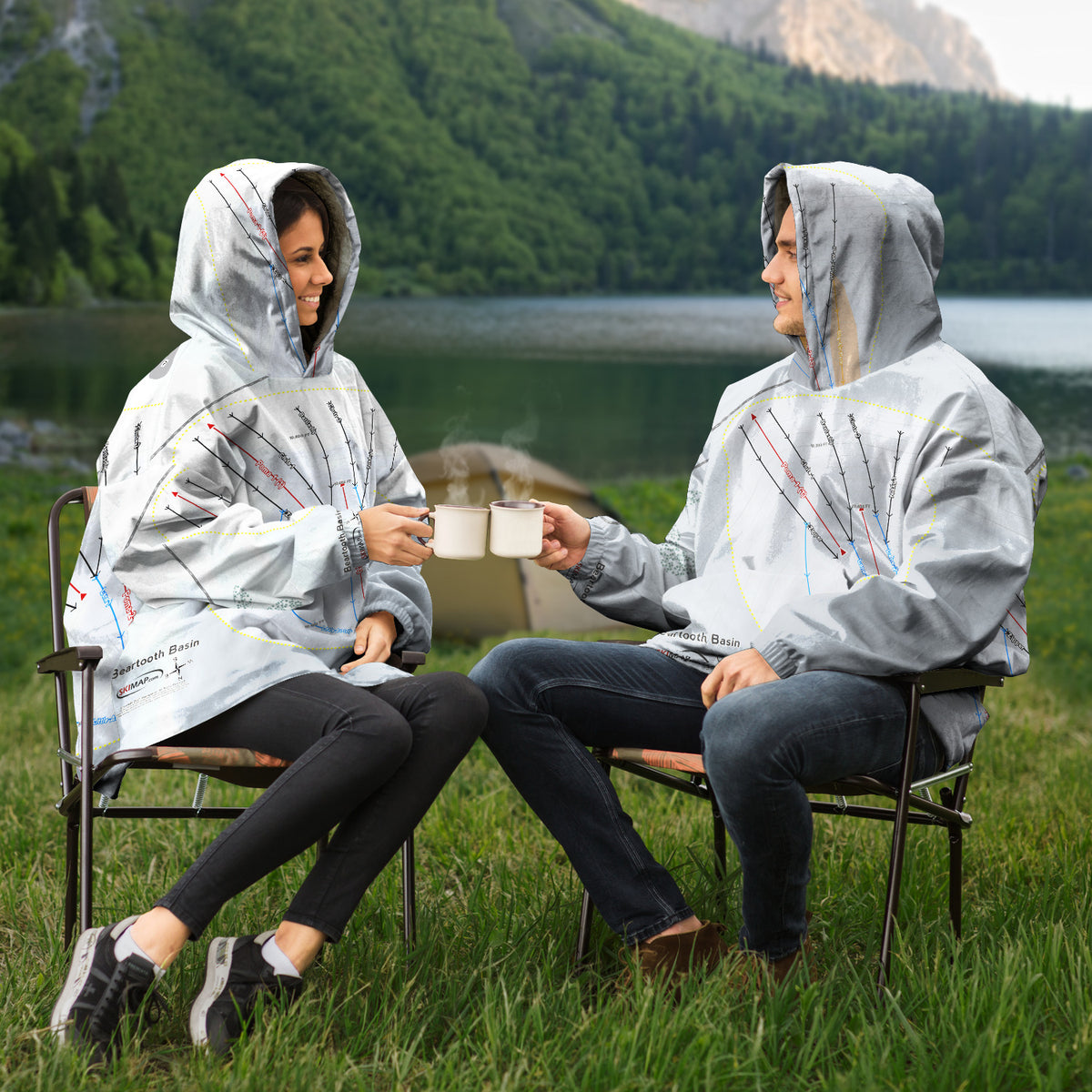Beartooth Basin, Wyoming Ski Trail Map Snug Hoodie