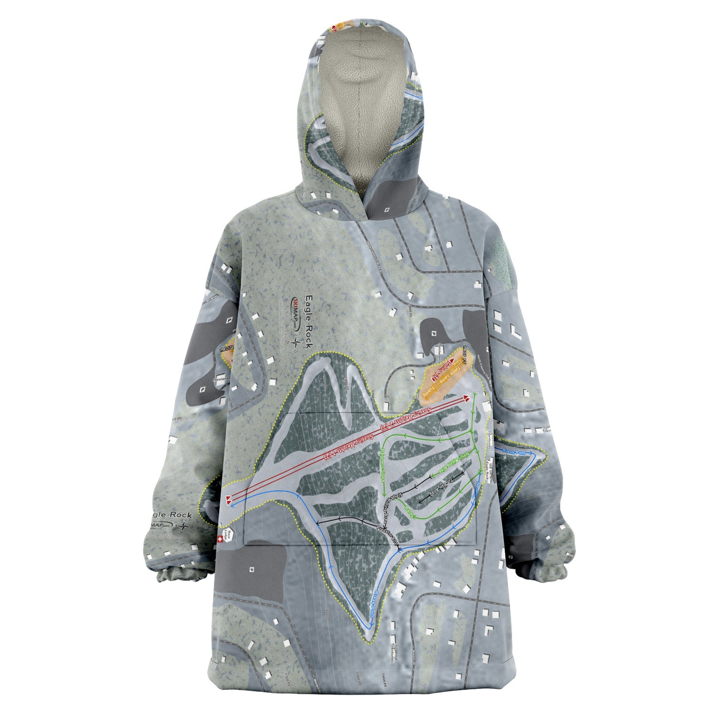 Eagle Rock, Pennsylvania Ski Trail Map Snug Hoodie - Powderaddicts