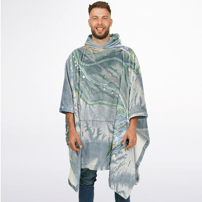 The Highlands, Michigan Ski Resort Map Flannel Blanket Poncho
