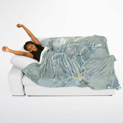 Magic Mountain, Vermont Ski Resort Map Flannel Blanket Poncho