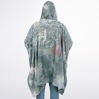 Red Mountain, British Columbia Ski Resort Map Flannel Blanket Poncho