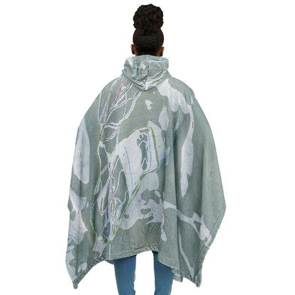 Discovery, Montana Ski Resort Map Flannel Blanket Poncho