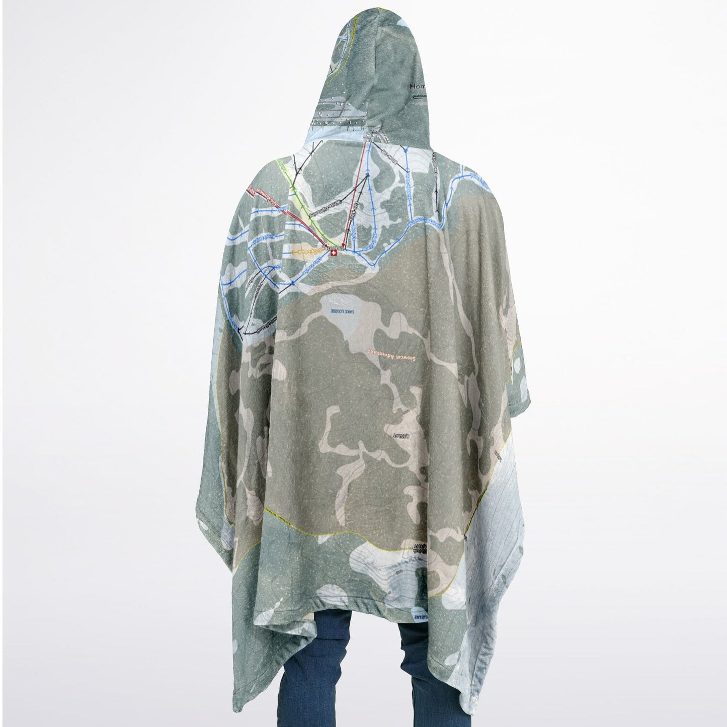 Homewood, California Ski Resort Map Flannel Blanket Poncho