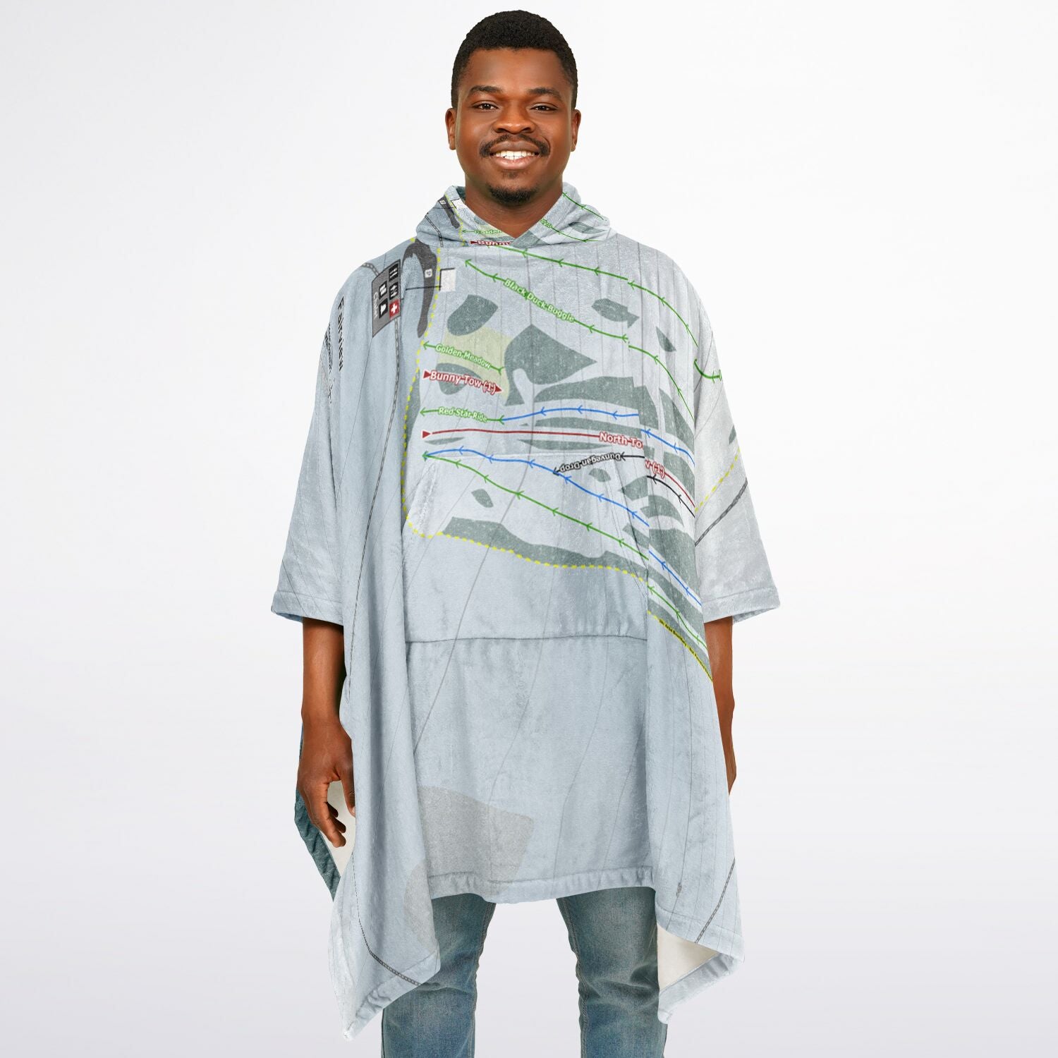 Fairview, Alberta Ski Resort Map Flannel Blanket Poncho