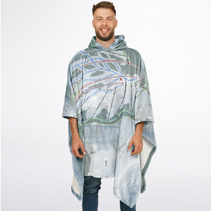 Kelly Canyon, Idaho Ski Resort Map Flannel Blanket Poncho