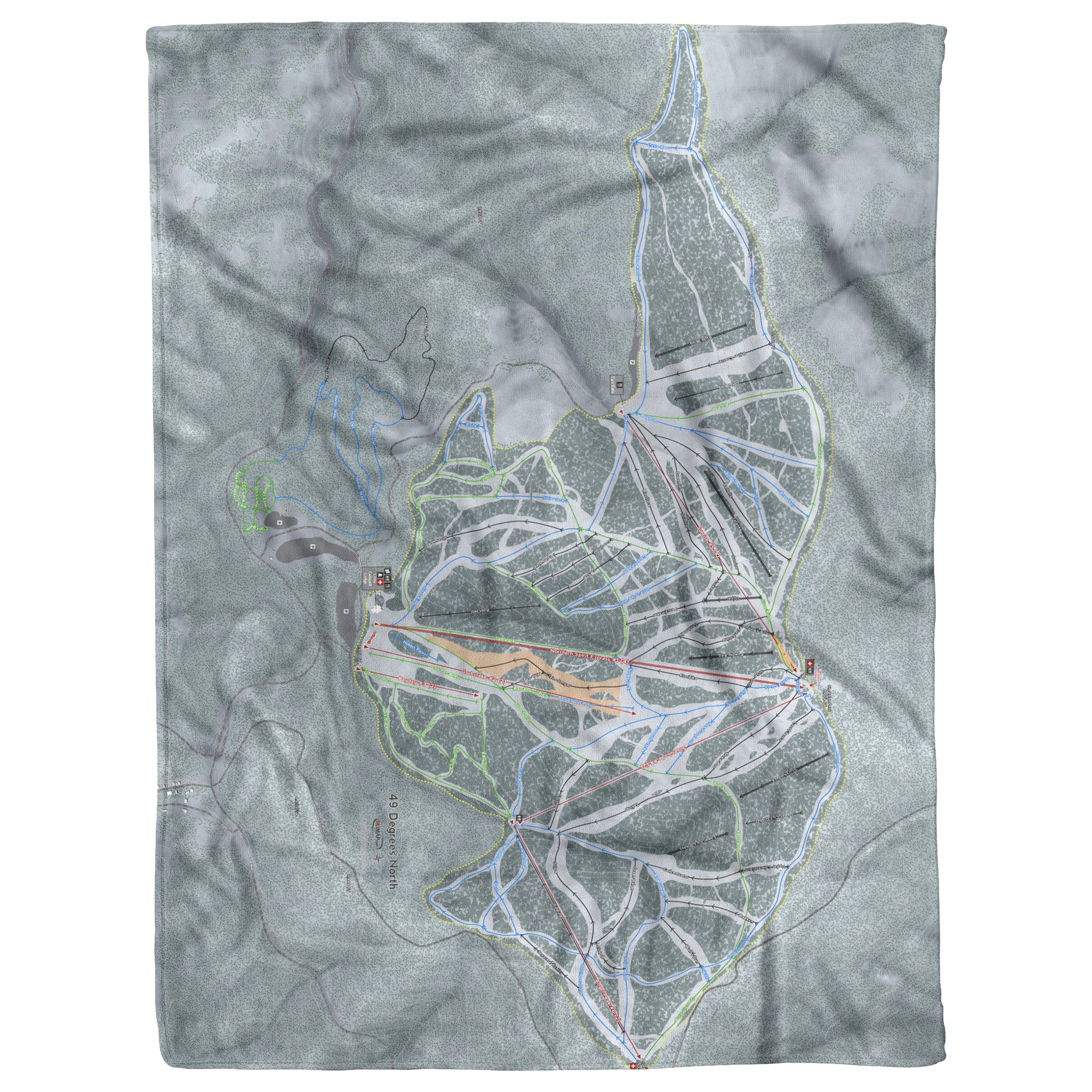 Ski Resort Map Printed Blankets