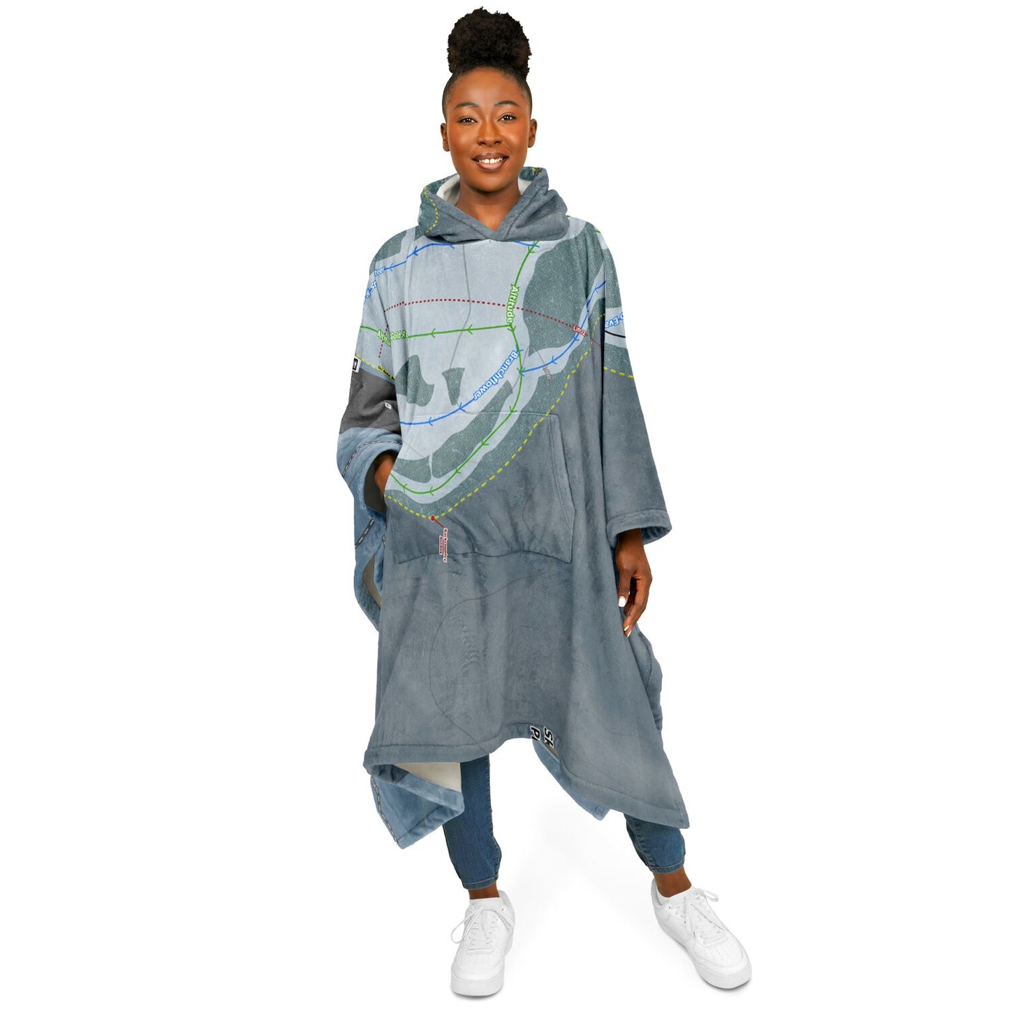 Skeetawk, Alaska Ski Resort Map Flannel Blanket Poncho