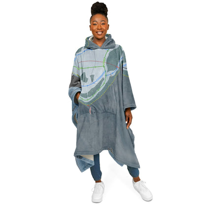 Skeetawk, Alaska Ski Resort Map Flannel Blanket Poncho