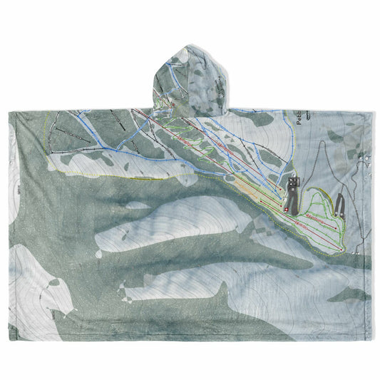 Pebble Creek, Idaho Ski Resort Map Flannel Blanket Poncho
