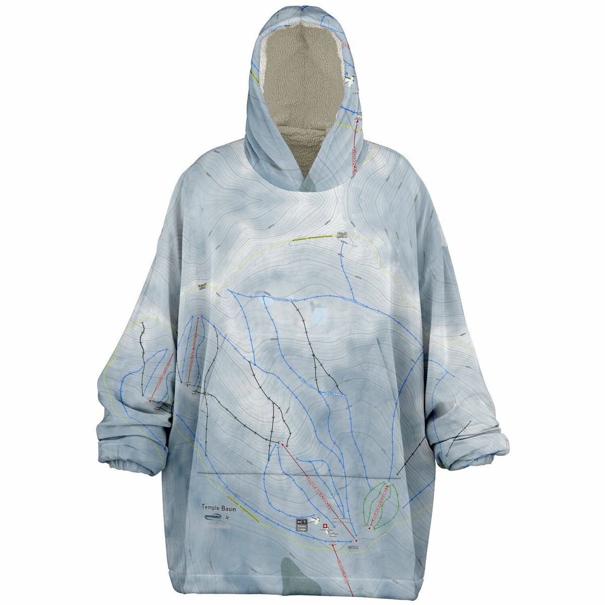 Temple Basin, New Zealand Ski Trail Map - Snug Hoodie