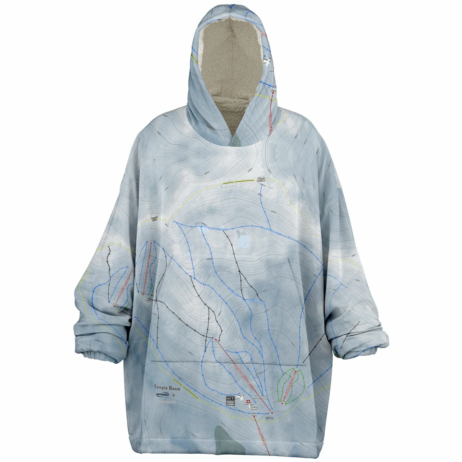 Temple Basin, New Zealand Ski Trail Map - Snug Hoodie